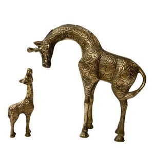 Mid Century Brass Mother and Calf Giraffe Vintage